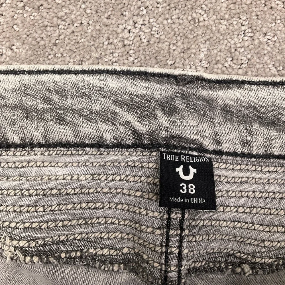 True Religion Rocco Shorts Mens 38 Gray Cargo Acid Moto Denim Streetwear Urban